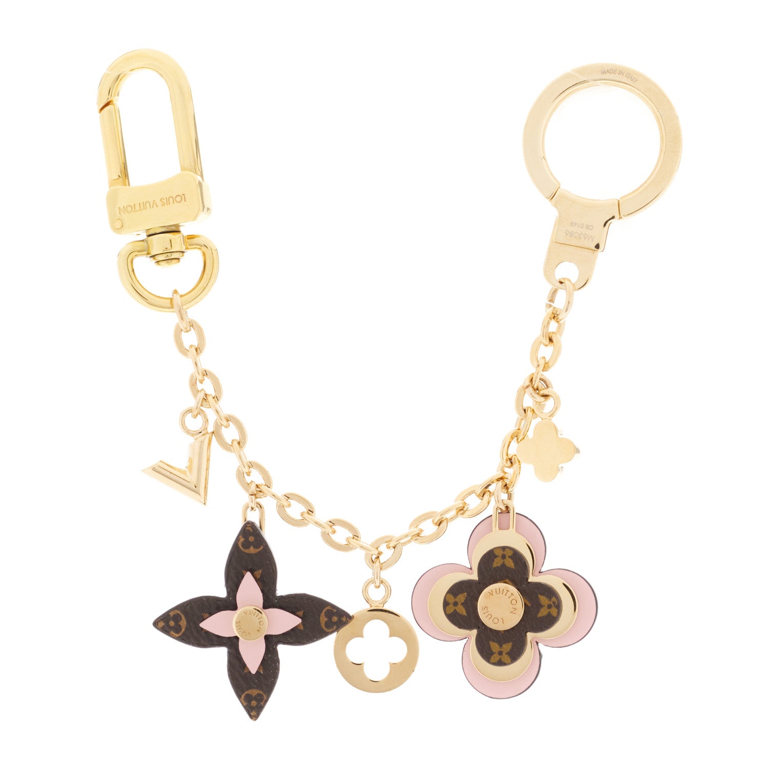 Louis Vuitton Brass Monogram Blooming Flowers Bag Charm Key Holder Rose Ballerine 1 of 5