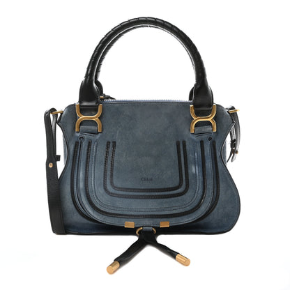 Chloe Suede Calfskin Braided Medium Marcie Double Carry Deep Denim 1 of 9