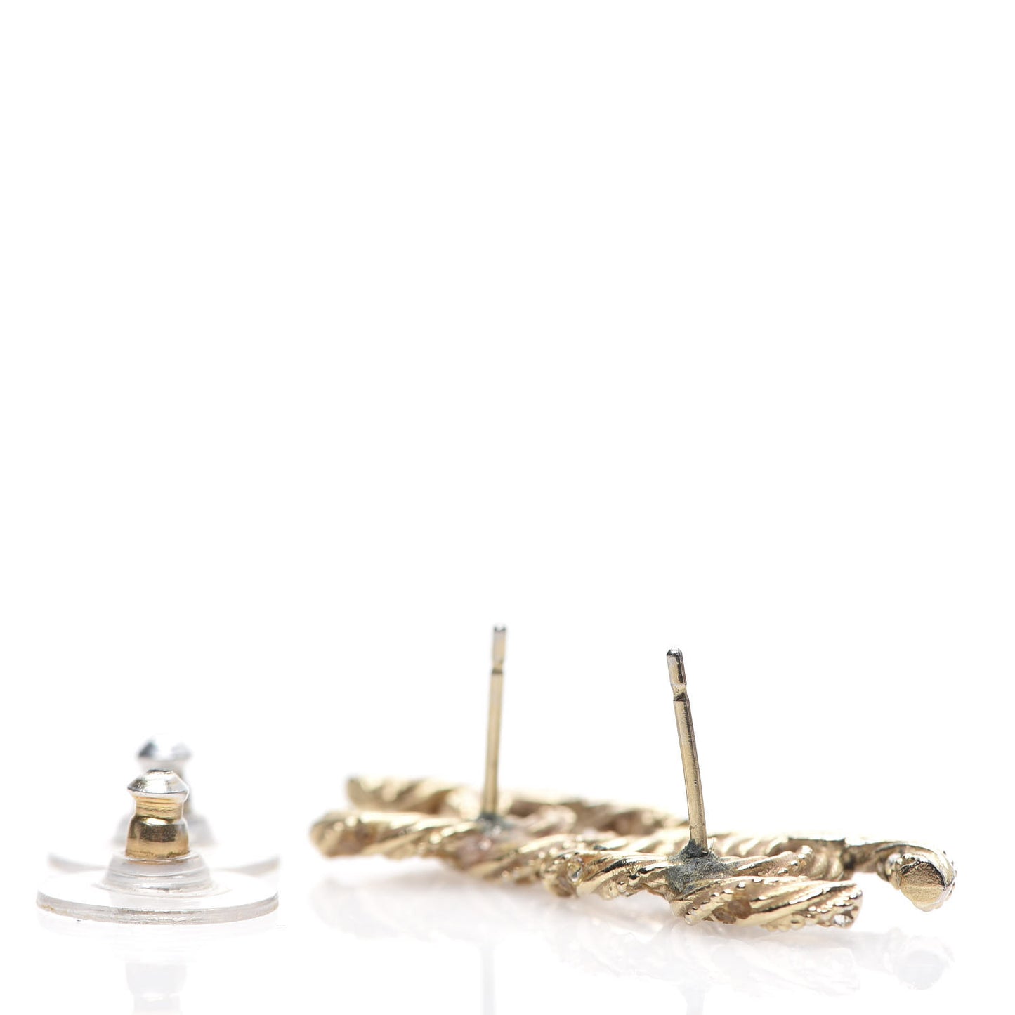 Crystal Twisted CC Earrings Gold