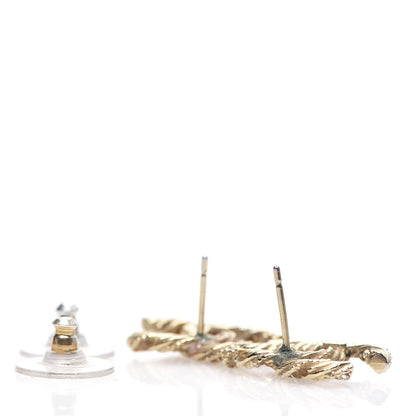 Chanel Crystal Twisted CC Earrings Gold 3 of 5