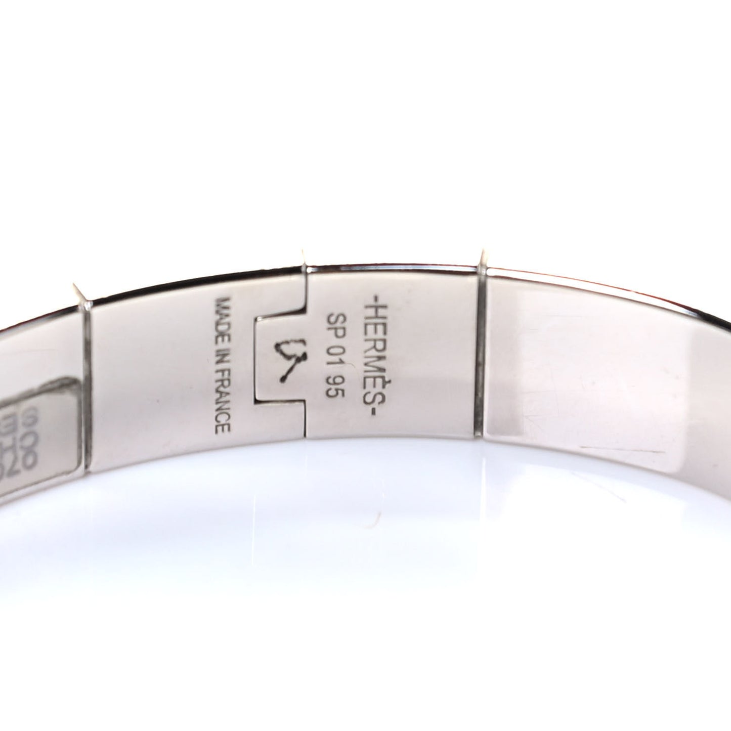 Lizard Charniere Cuir Narrow Hinged Bracelet Sesame