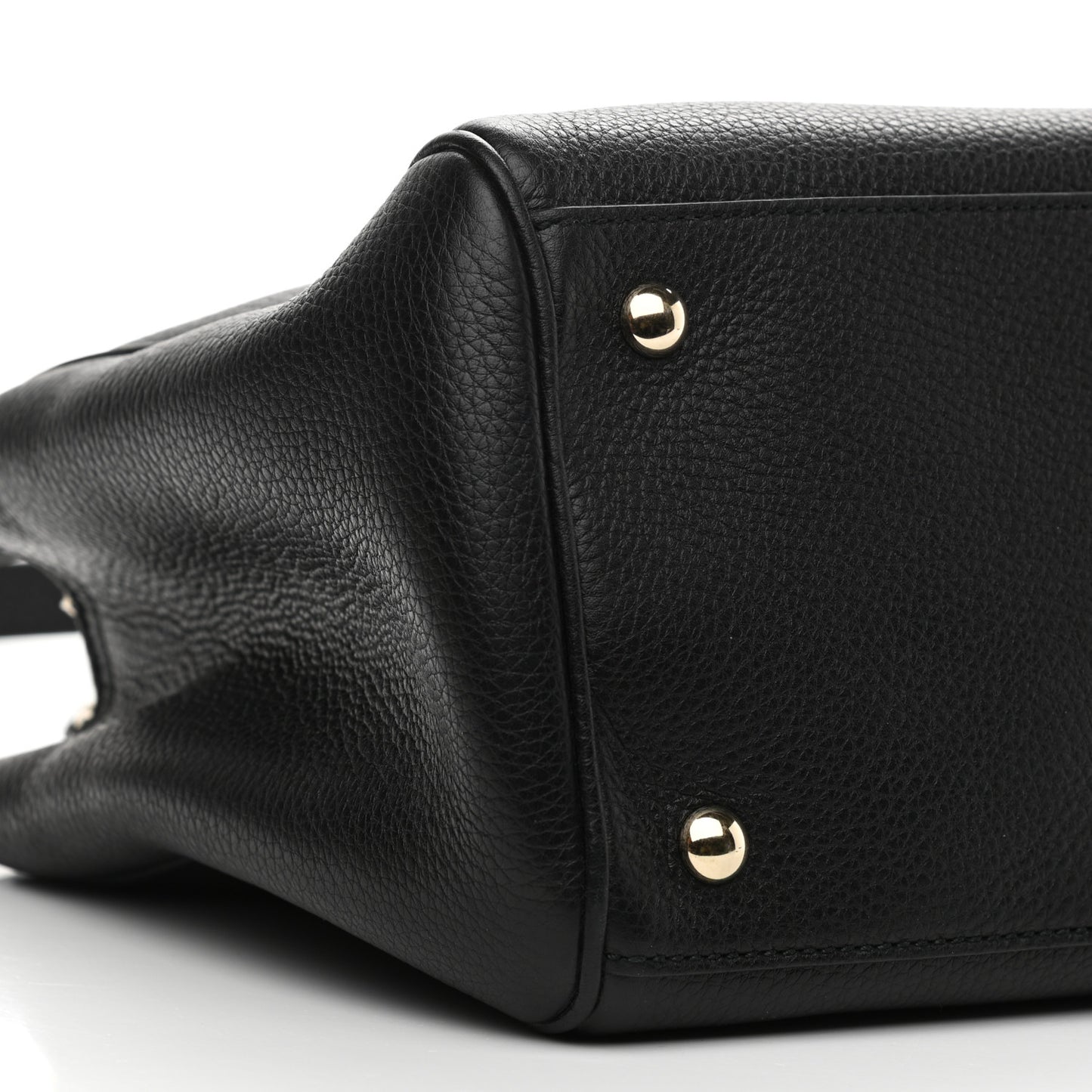 Pebbled Calfskin Medium Bamboo Shopper Tote Black