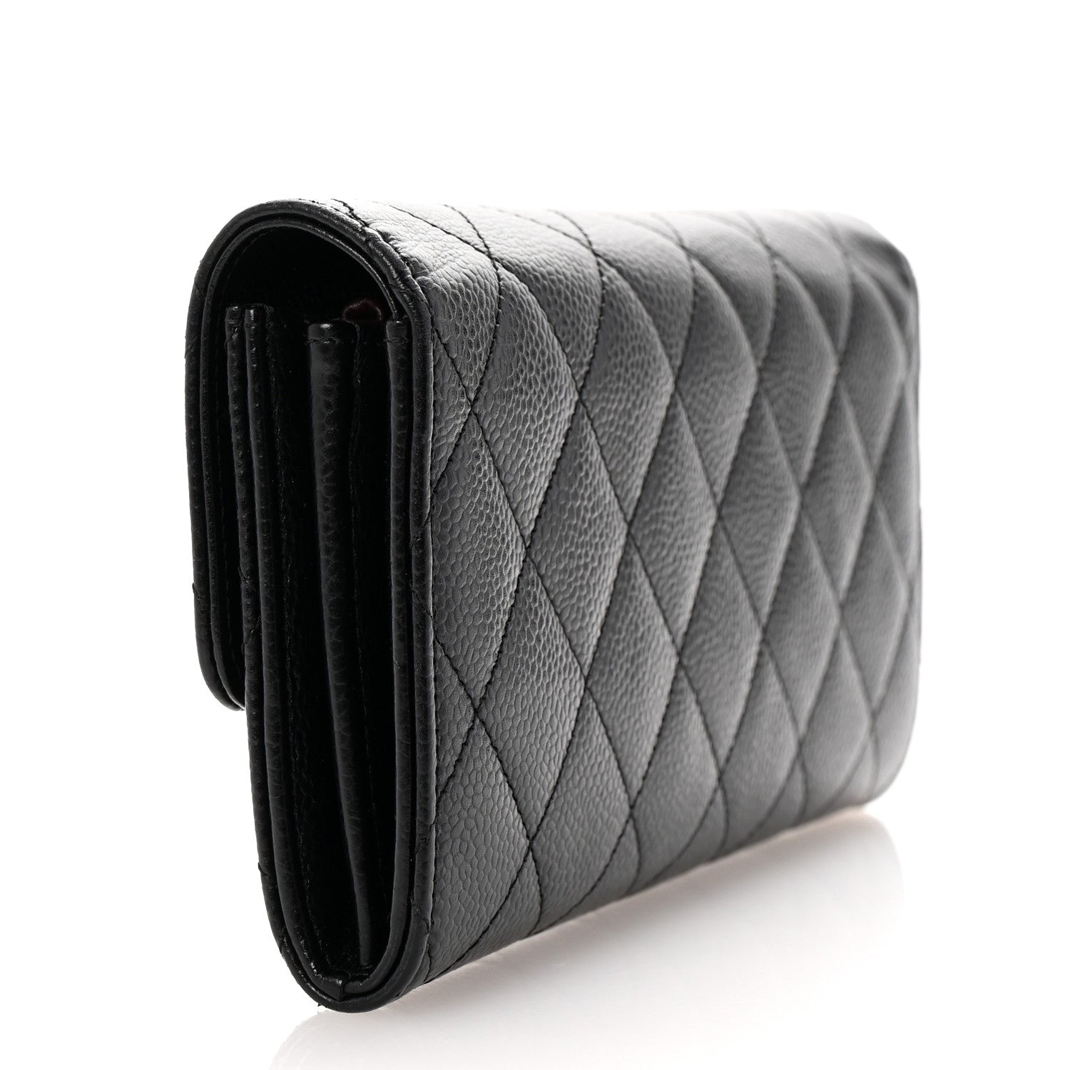 Chanel Caviar Quilted Large Gusset Flap Wallet Black 3 of 8