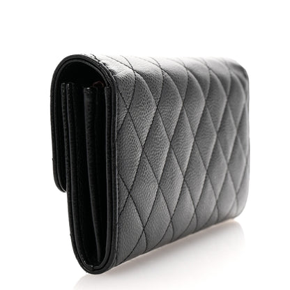 Chanel Caviar Quilted Large Gusset Flap Wallet Black 3 of 8