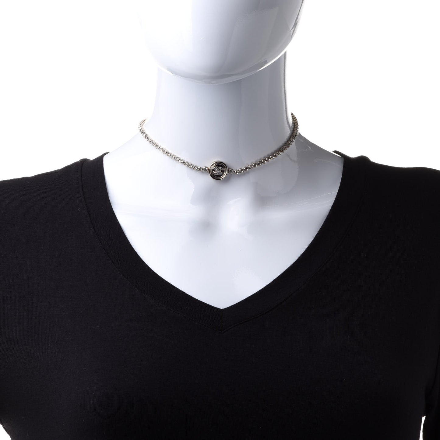 Crystal CC Chain Short Necklace Gold