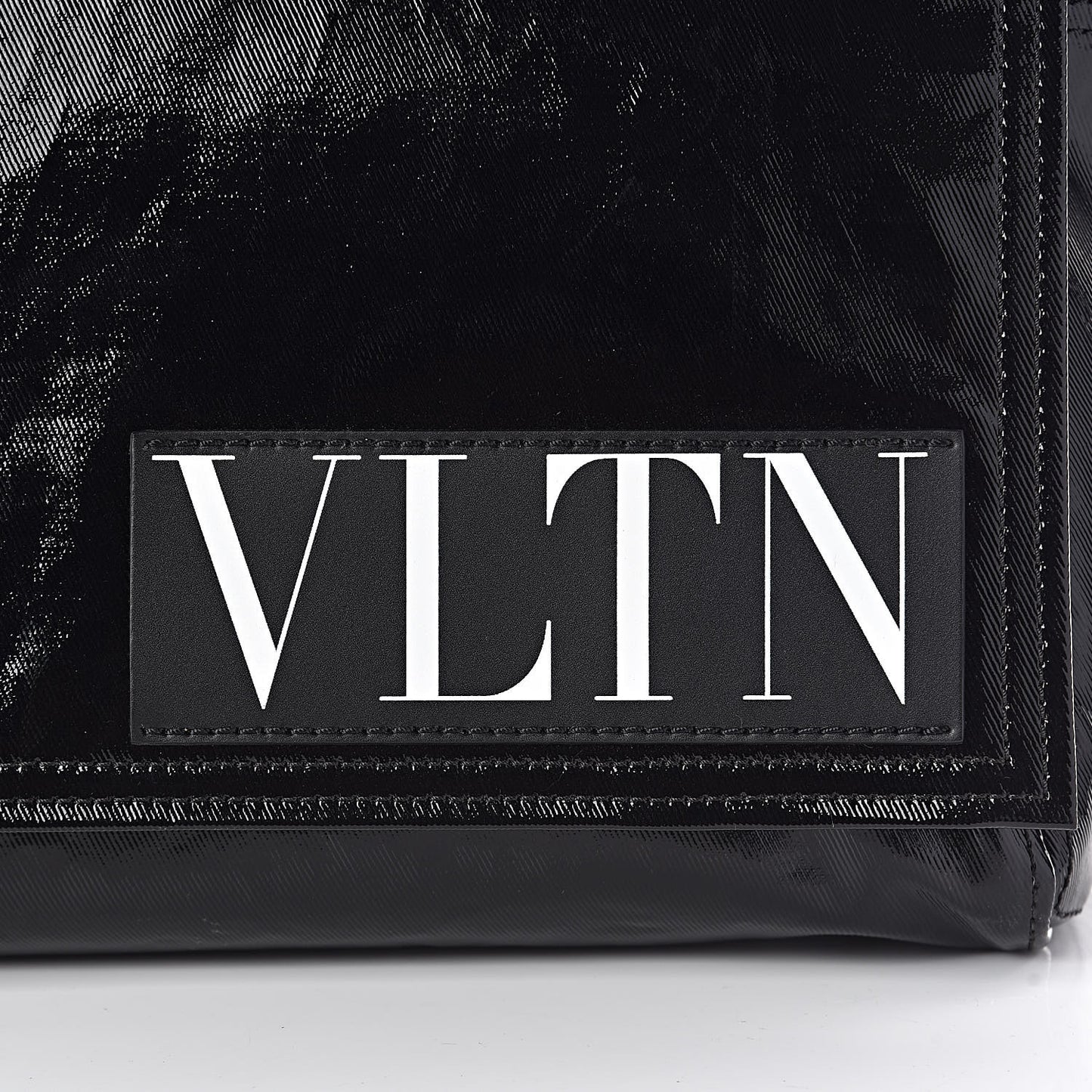 Shiny Canvas VLTN Medium Messenger Bag Black