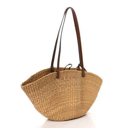 Loewe Calfskin Raffia Paulas Ibiza Small Shell Basket Tote Bag Natural Tan 3 of 8