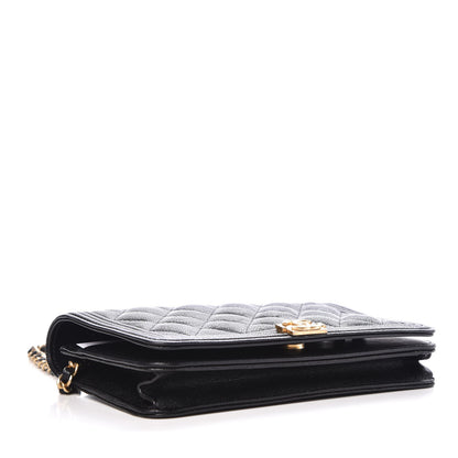 Chanel Caviar Quilted Boy Wallet On Chain WOC Black 3 of 9