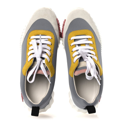 Hermes Technical Canvas Suede Goatskin Bouncing Sneakers 36 Gris Multicolor 2 of 15