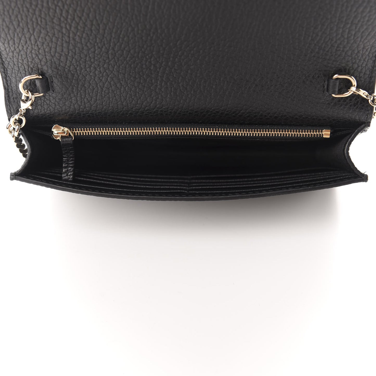 Dollar Calfskin Medium Betty Chain Wallet Black