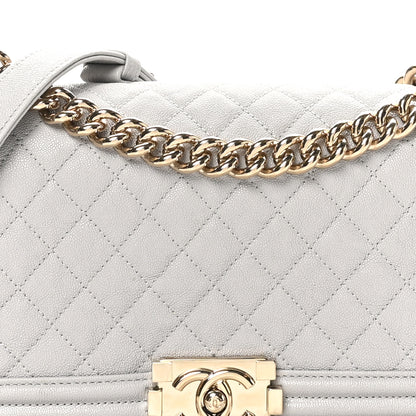 Chanel Caviar Quilted Medium Boy Flap Light Grey 8 of 10