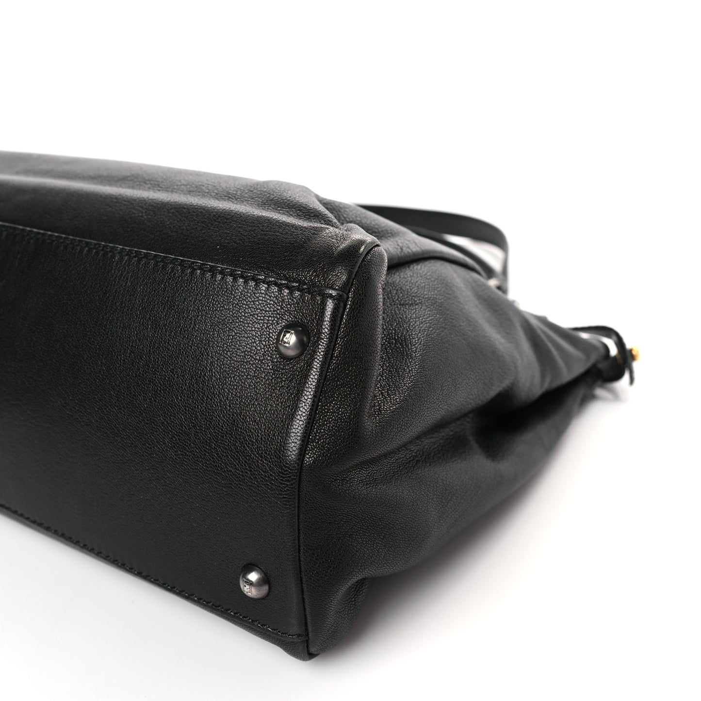 Goatskin Large Peekaboo Iconic Satchel Black Lampone