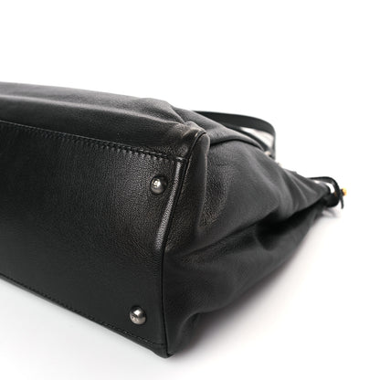 Fendi Goatskin Large Peekaboo Iconic Satchel Black Lampone 10 of 10