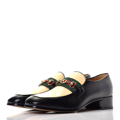 Gucci Goatskin Web Interlocking G Mens Horsebit Mid Heel Loafers 7.5 Black Burro 3 of 8