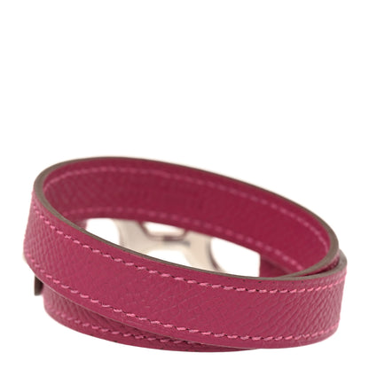 Hermes Epsom Baby Pavane Double Tour Bracelet Magenta 3 of 6