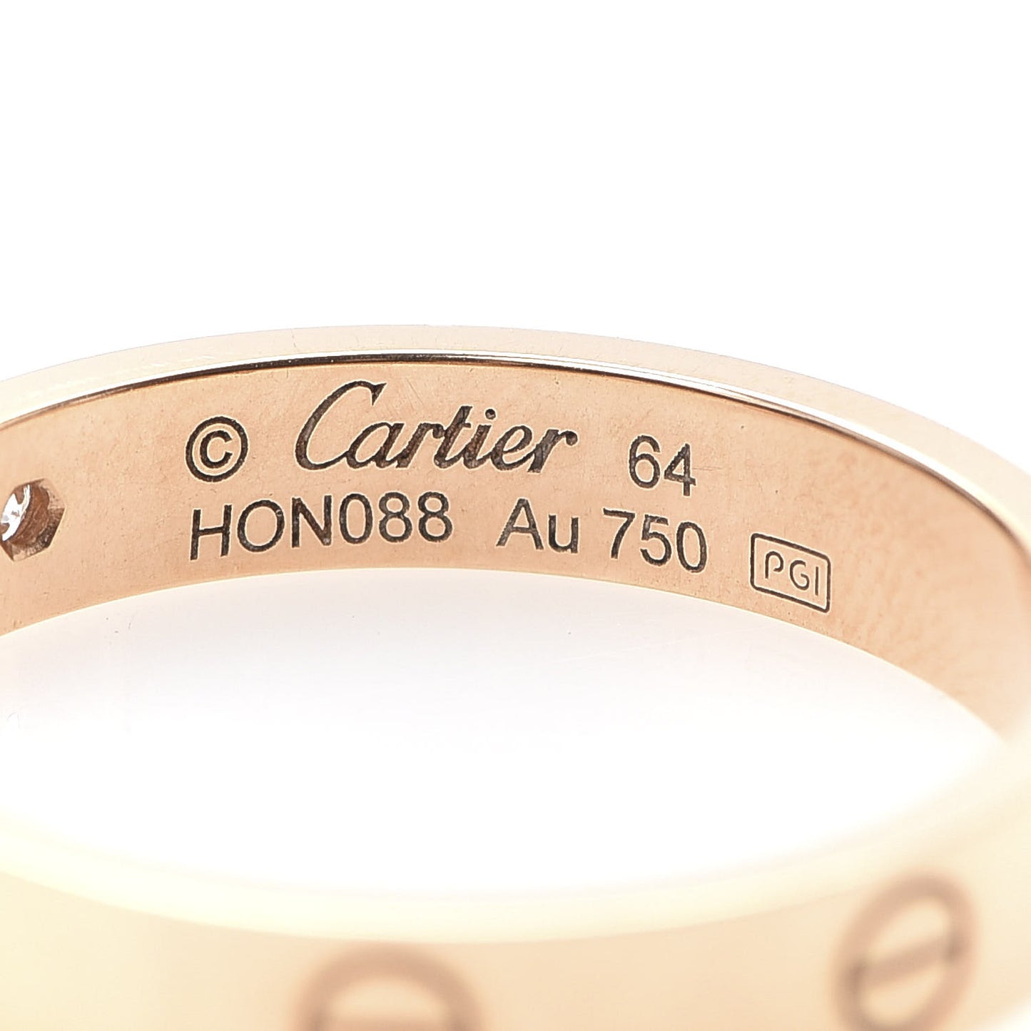 18K Pink Gold Diamond 4mm LOVE Wedding Band Ring 64 10.75
