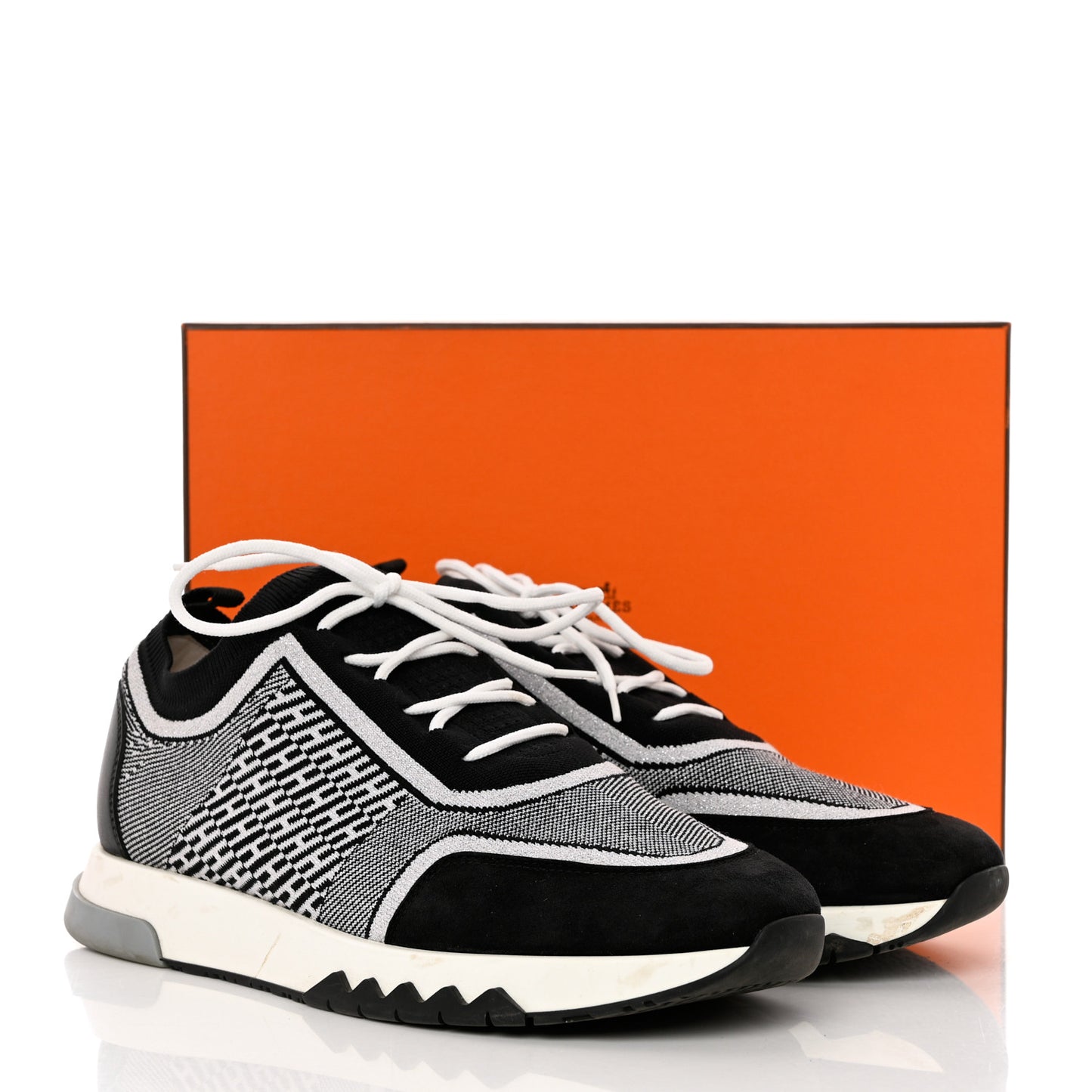 Knit Bi-Color Womens Addict Sneakers 40 Black White