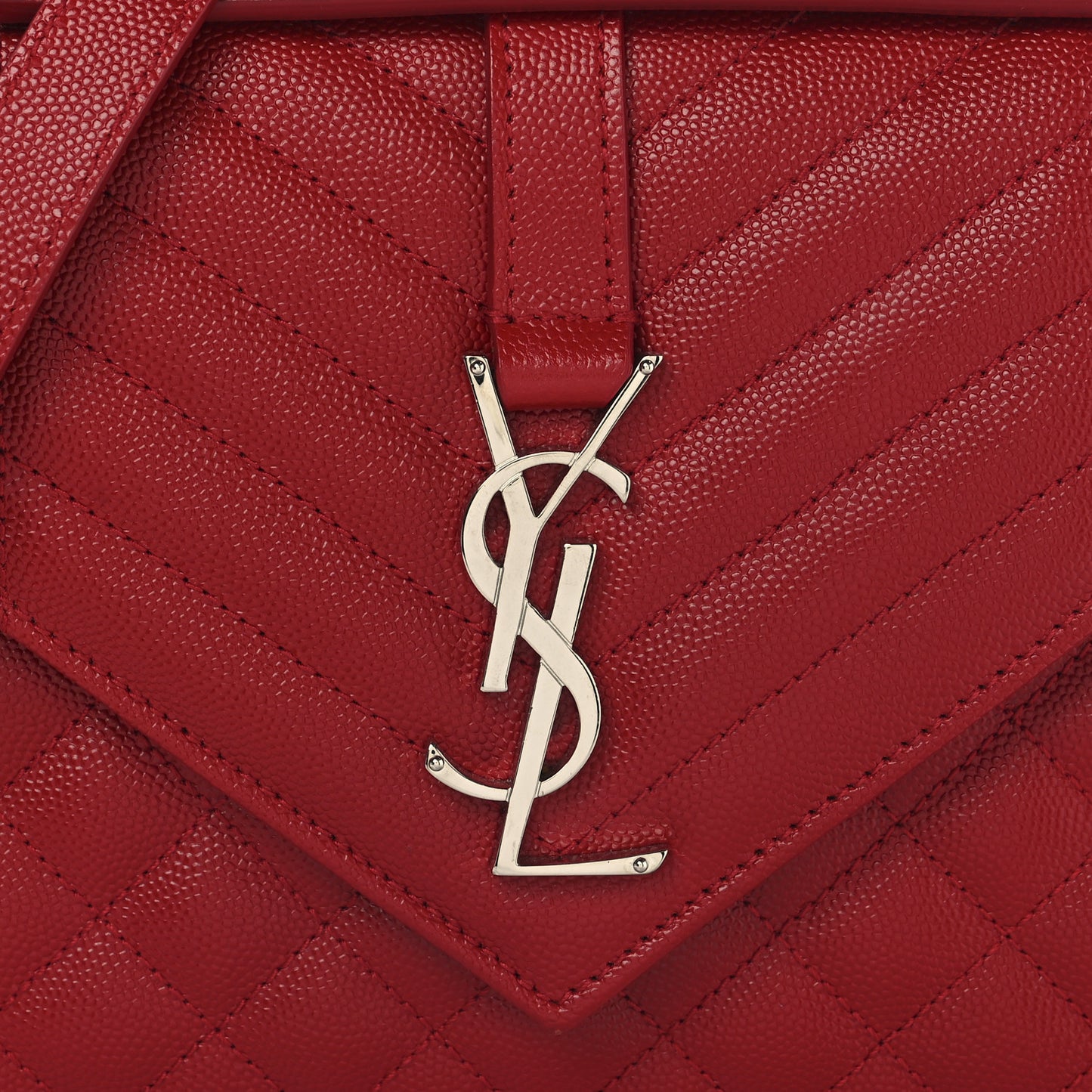 Grain De Poudre Textured Mixed Matelasse Triquilt Medium Monogram Satchel Rouge Eros