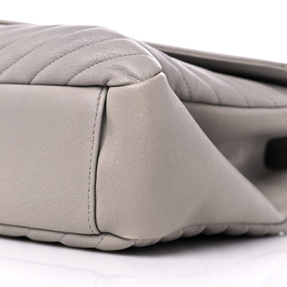 Saint Laurent Sheepskin Matelasse Chevron Monogram Large College Satchel Light Grey 10 of 15