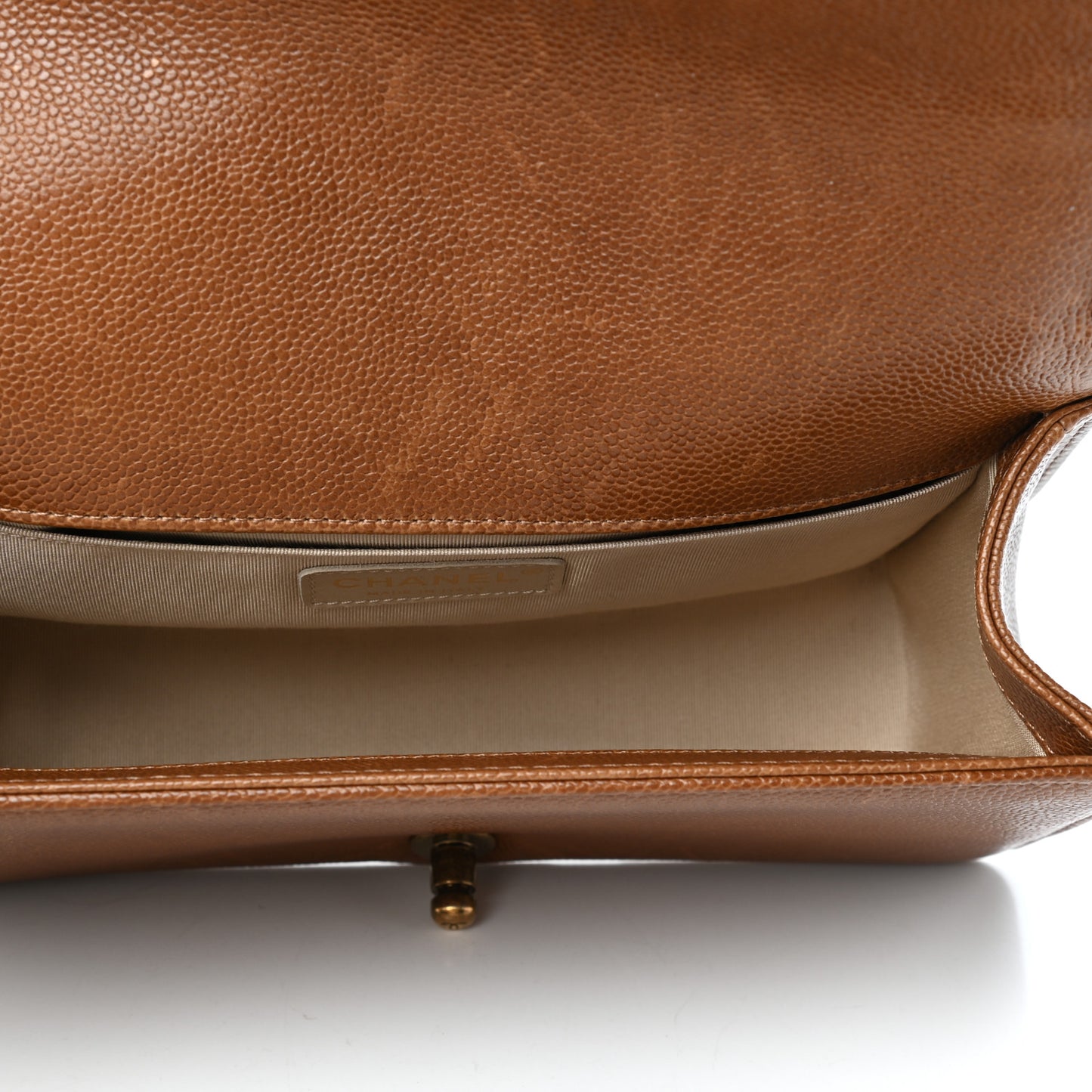 Caviar Quilted Medium Boy Flap Light Brown