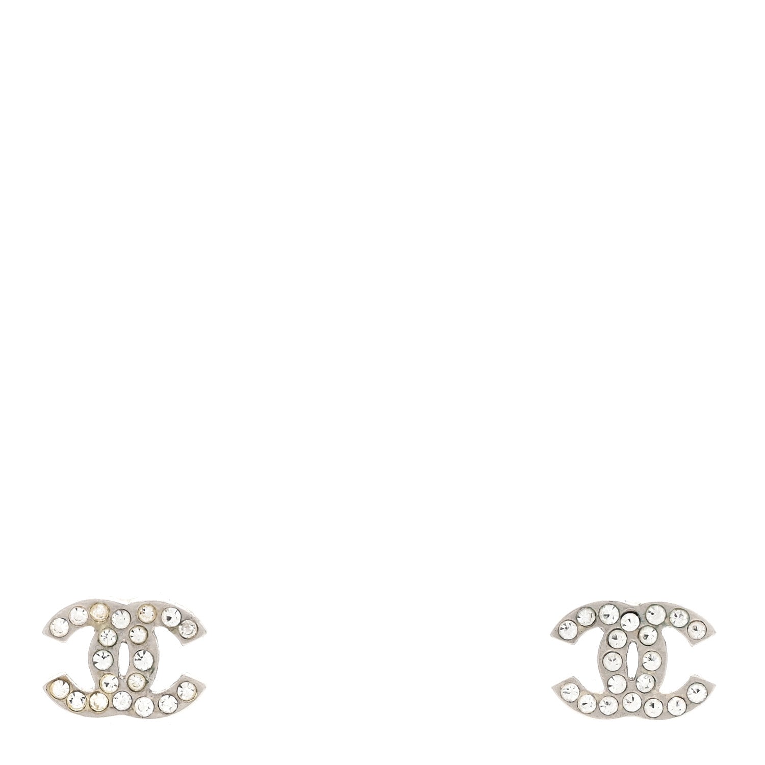 Chanel Crystal CC Earrings Silver 1 of 3