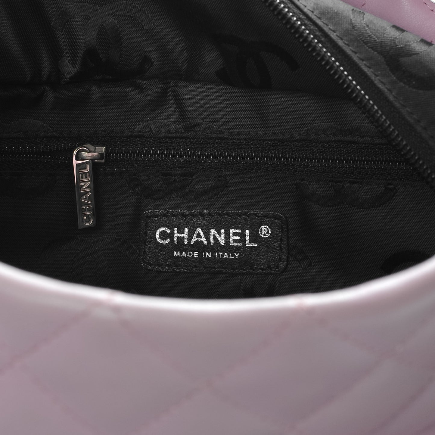 Calfskin Quilted Large Cambon Tote Pink Black