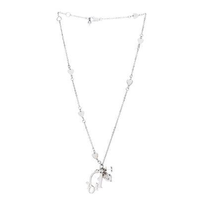 Christian Dior Metal Lily Charm Necklace Silver 3 of 5