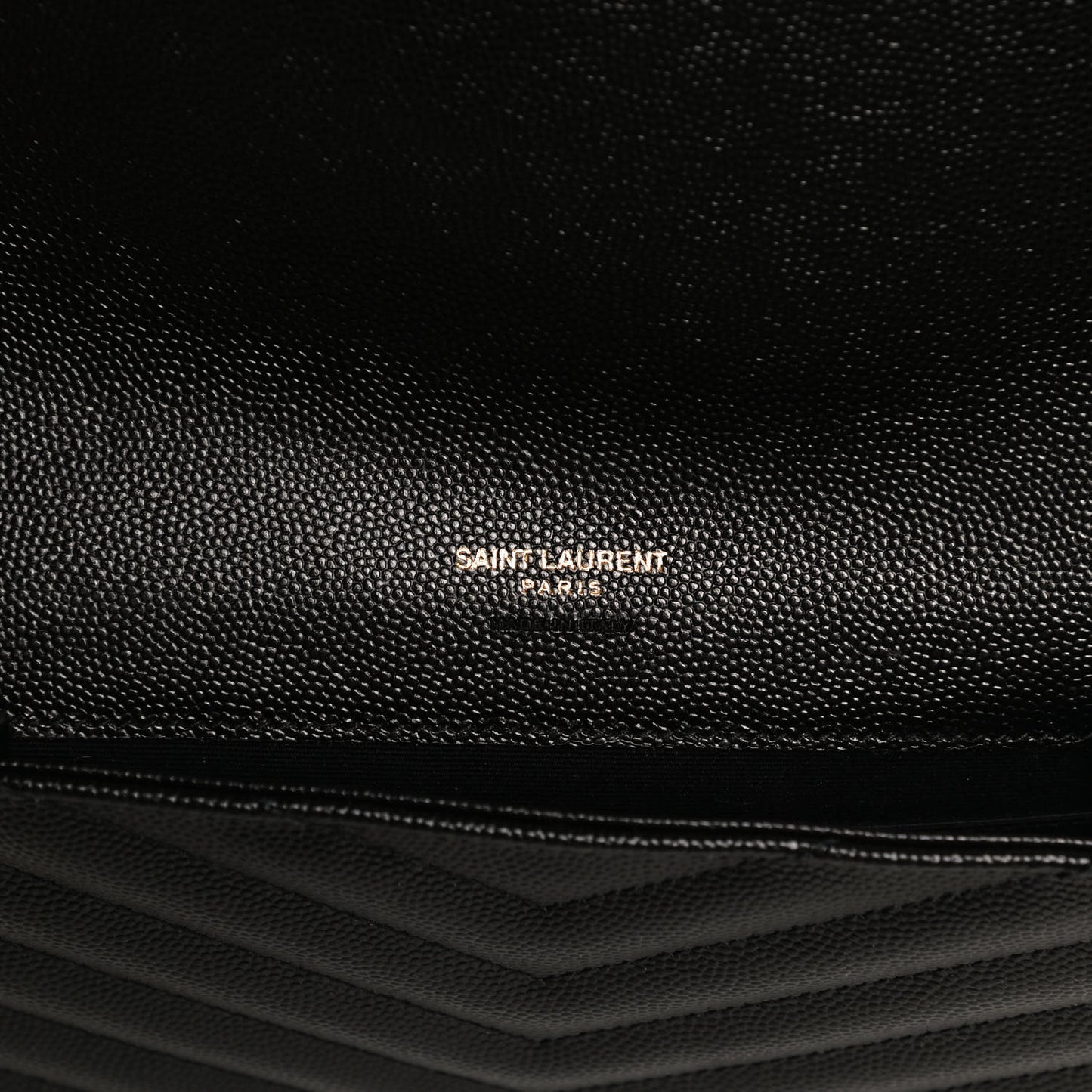 Grain De Poudre Matelasse Chevron Monogram Envelope Clutch Black