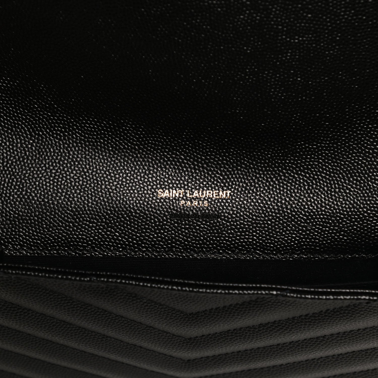 Saint Laurent Grain De Poudre Matelasse Chevron Monogram Envelope Clutch Black 6 of 10