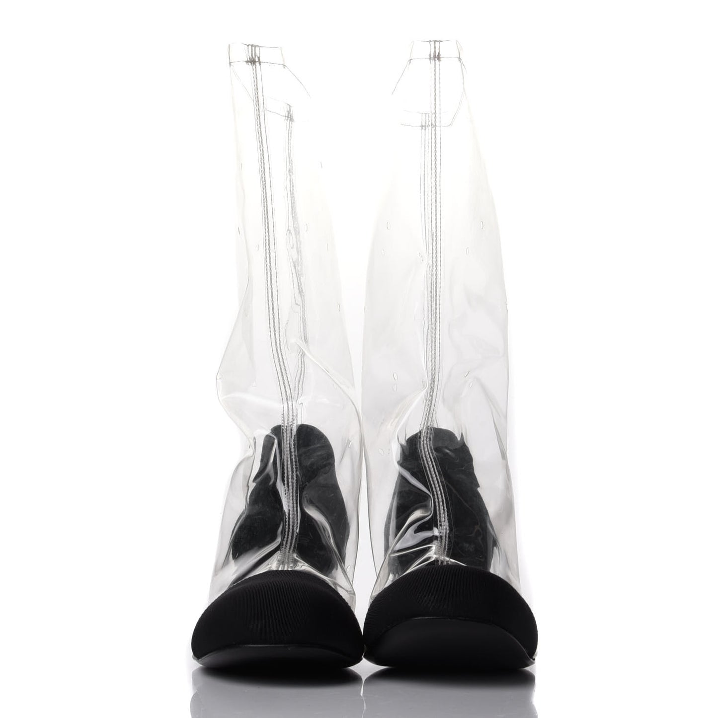 PVC Grosgrain High Boots 38.5 Transparent Black
