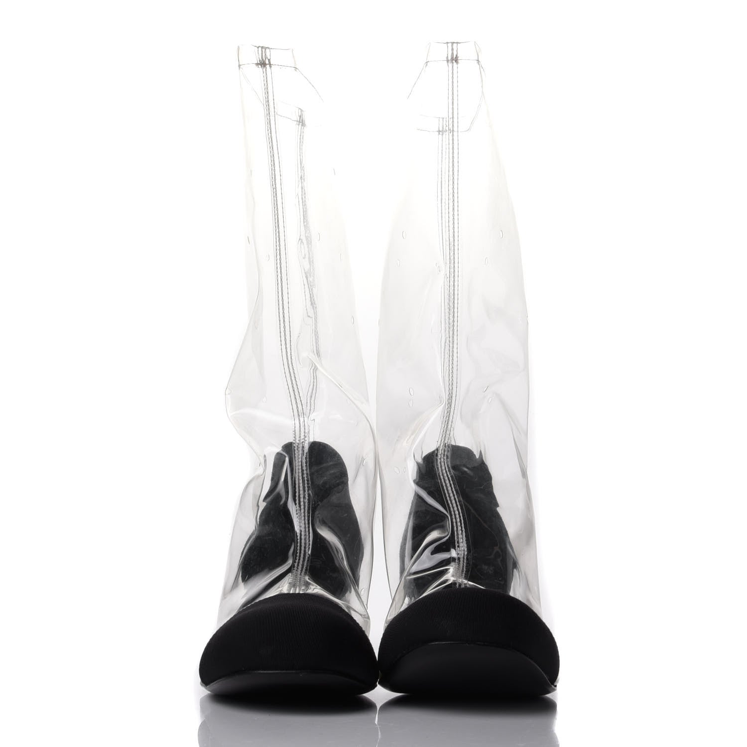 Chanel PVC Grosgrain High Boots 38.5 Transparent Black 2 of 9