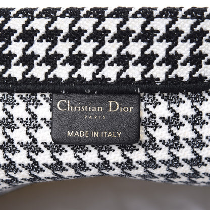 Christian Dior Canvas Houndstooth Embroidered Book Tote Black White 6 of 10