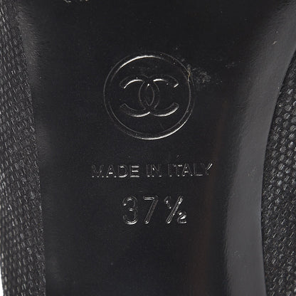 Chanel Shimmer Fabric Peep Toe Slingback Pumps 37.5 Black 8 of 13