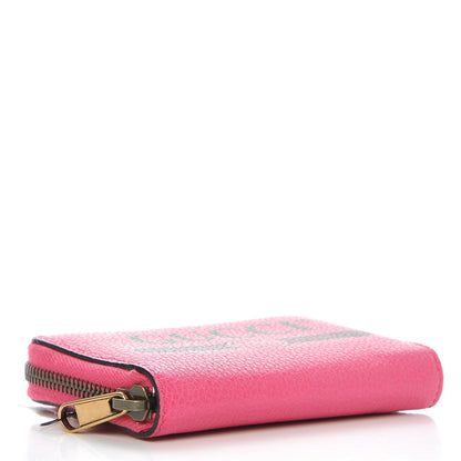 Gucci Grained Calfskin Logo Zip Around Card Case Box Pink Green 4 of 6