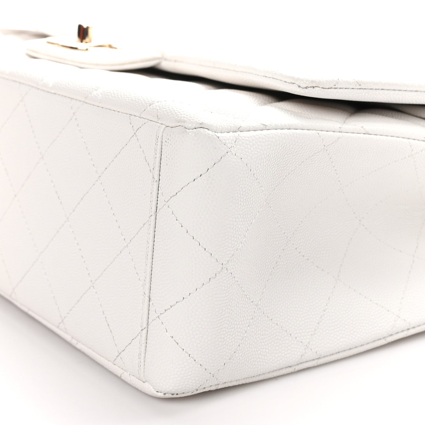 Caviar Quilted Maxi Double Flap White