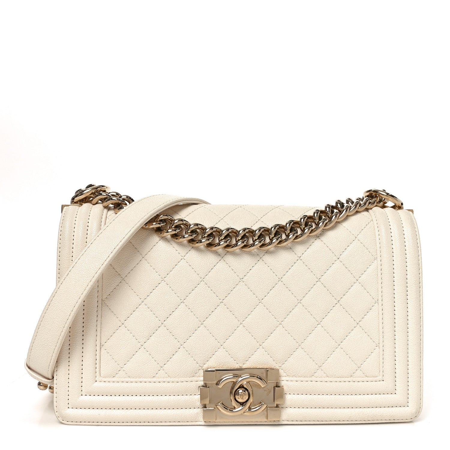 Chanel Caviar Quilted Medium Boy Flap White 1 of 10