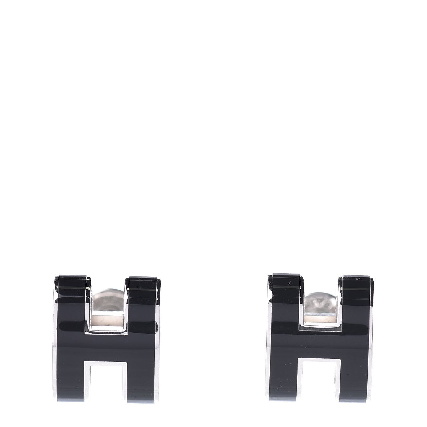 Palladium Lacquered Pop H Earrings Black