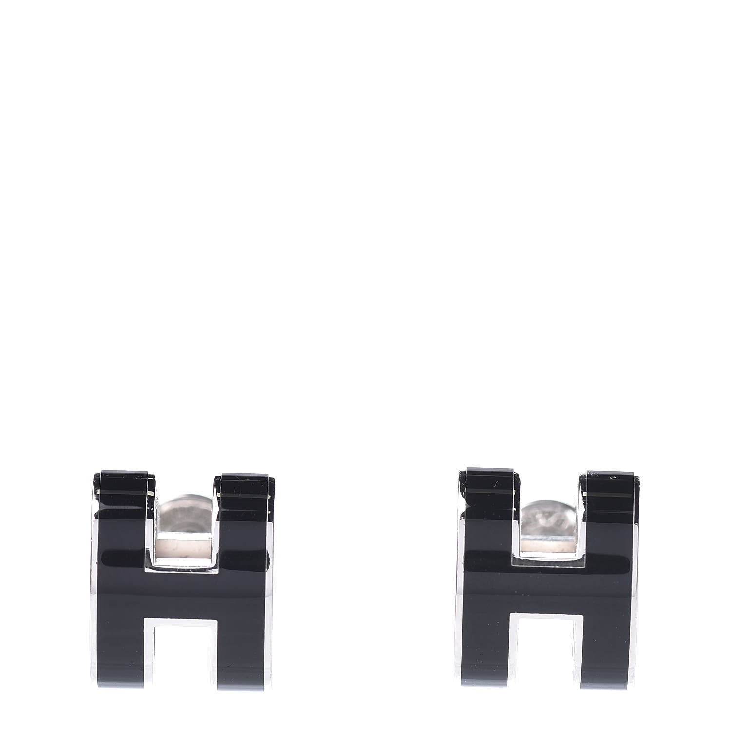 Hermes Palladium Lacquered Pop H Earrings Black 1 of 5