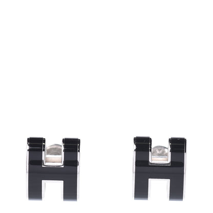 Hermes Palladium Lacquered Pop H Earrings Black 1 of 5