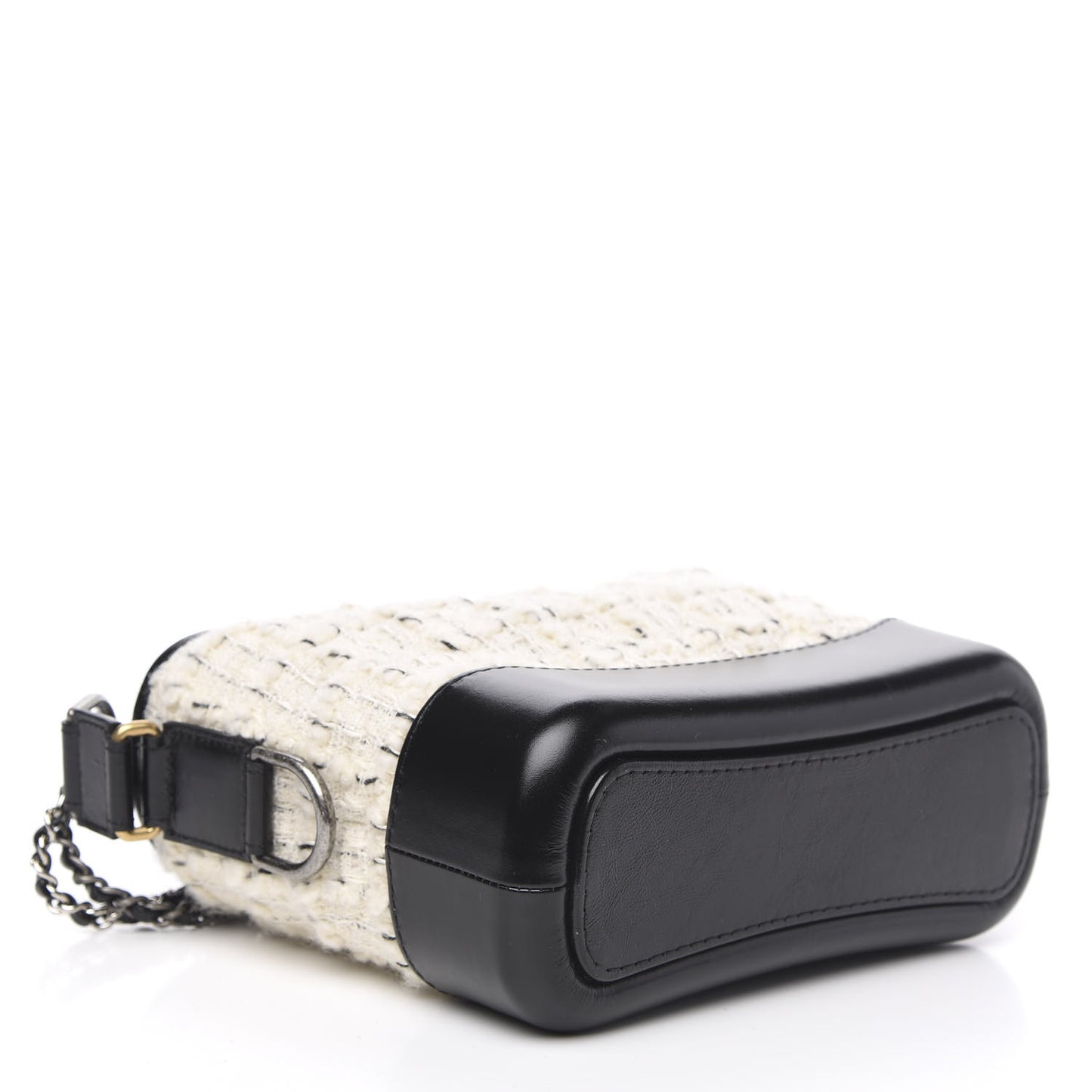 Tweed Calfskin Quilted Small Gabrielle Hobo Ivory Black