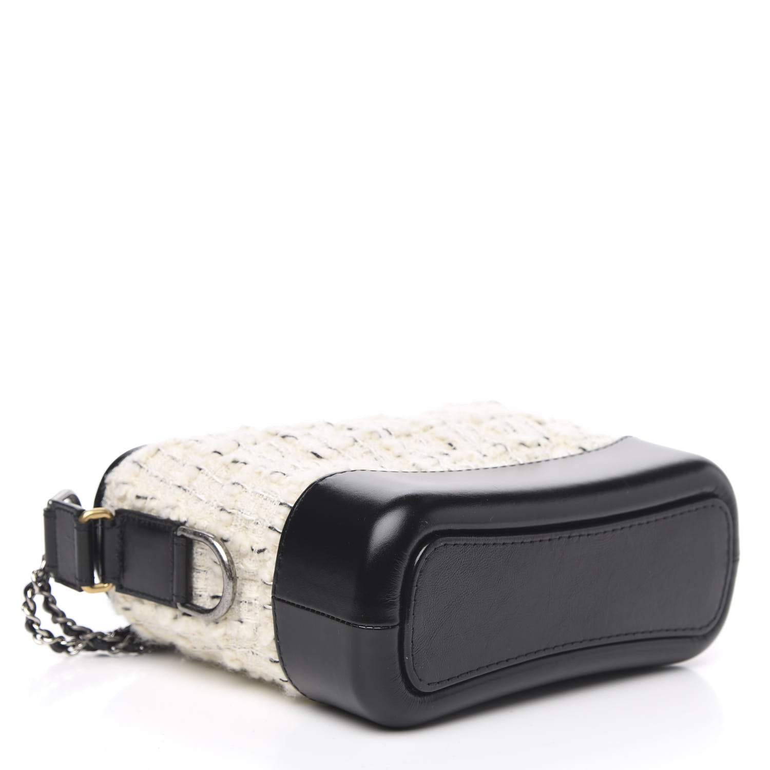 Chanel Tweed Calfskin Quilted Small Gabrielle Hobo Ivory Black 4 of 9