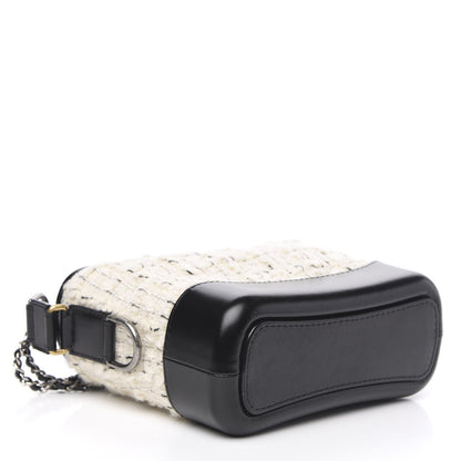 Chanel Tweed Calfskin Quilted Small Gabrielle Hobo Ivory Black 4 of 9