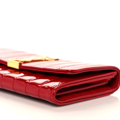 Saint Laurent Patent Calfskin Matelasse Monogram Large Vicky Continental Wallet Rouge Eros 9 of 10