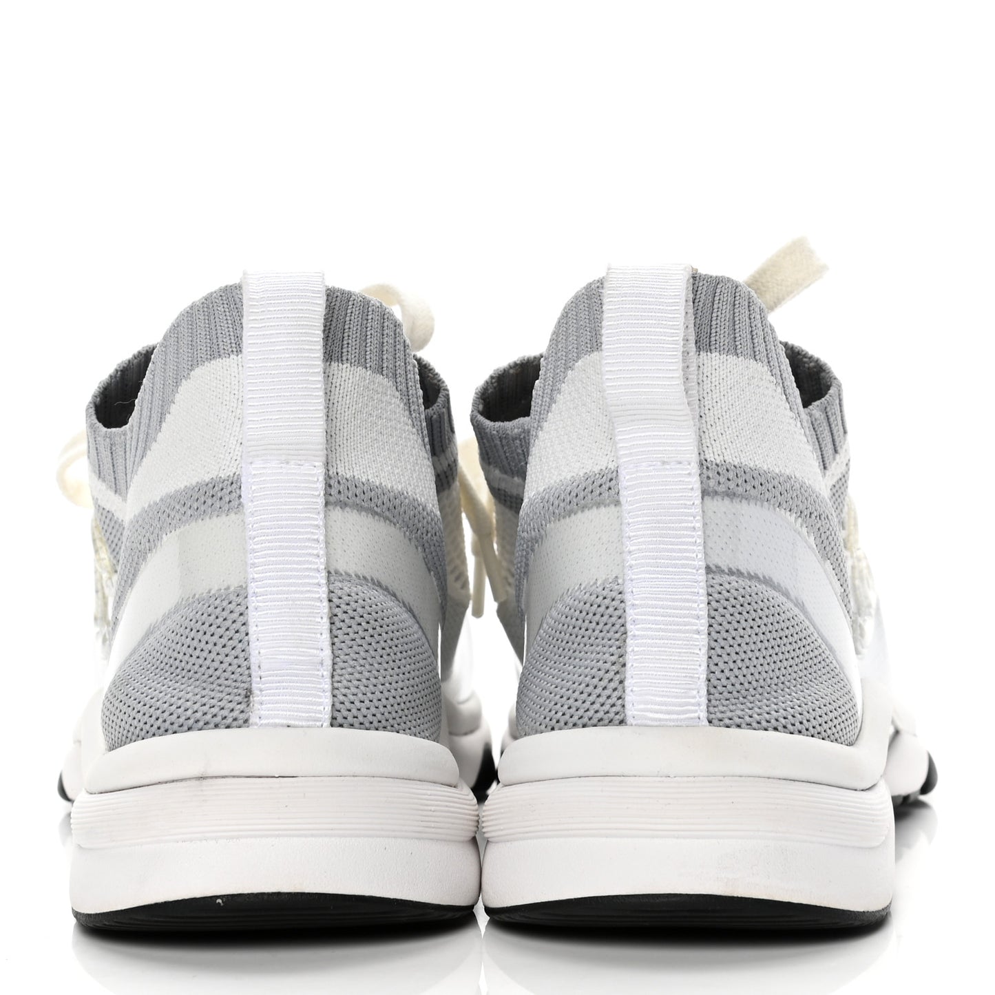 Fabric Suede Calfskin Stretch CC Sneakers 38.5 White Grey
