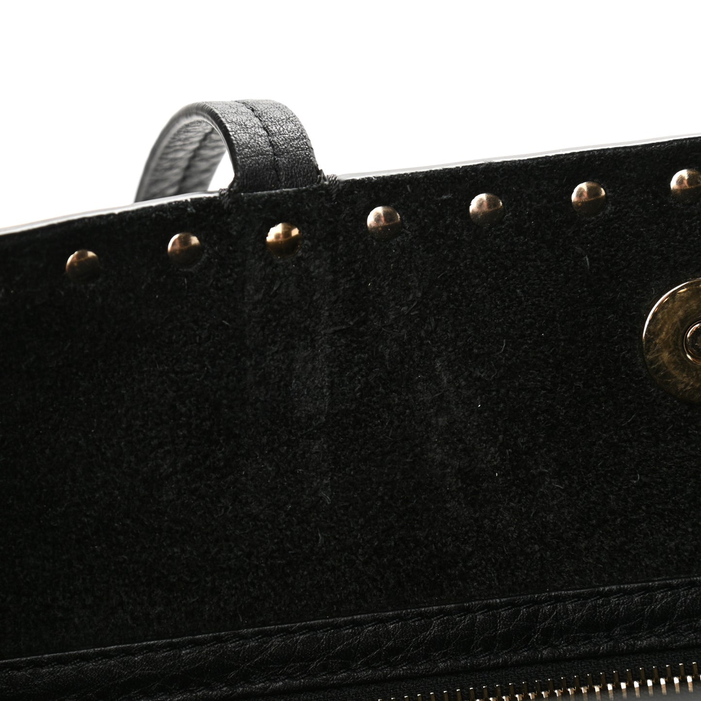 Grained Calfskin Rockstud Shoulder Tote Black