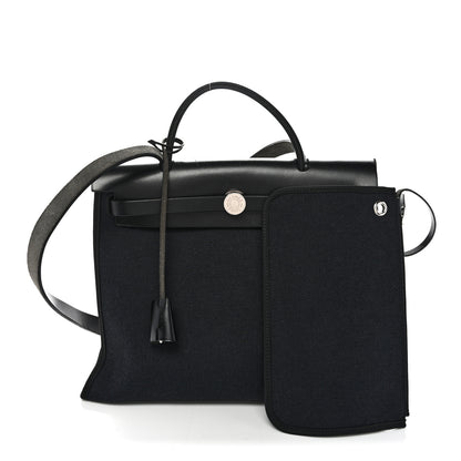 Hermes Military Toile Vache Hunter Herbag Zip PM 31 Black 3 of 12