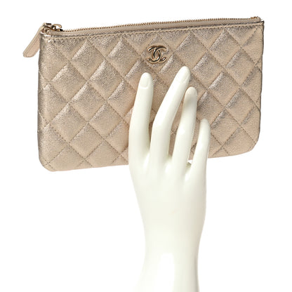 Chanel Metallic Lambskin Quilted Cosmetic Case Gold 2 of 11