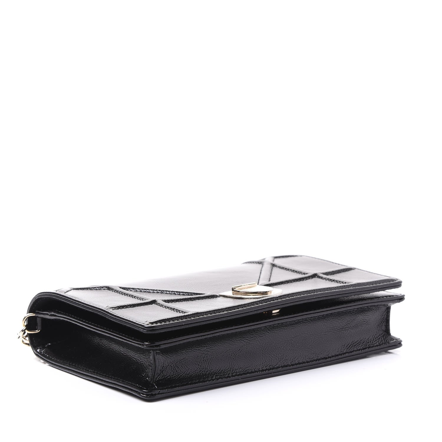 Christian Dior Patent Diorama Wallet on Chain Pouch Black 3 of 9