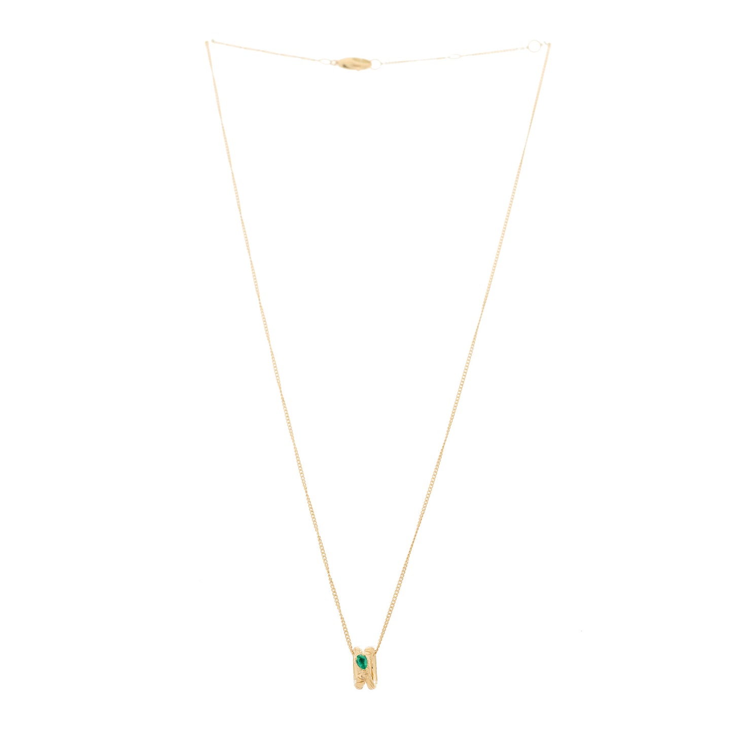 18K Yellow Gold Emerald Ouroboros Snake Necklace