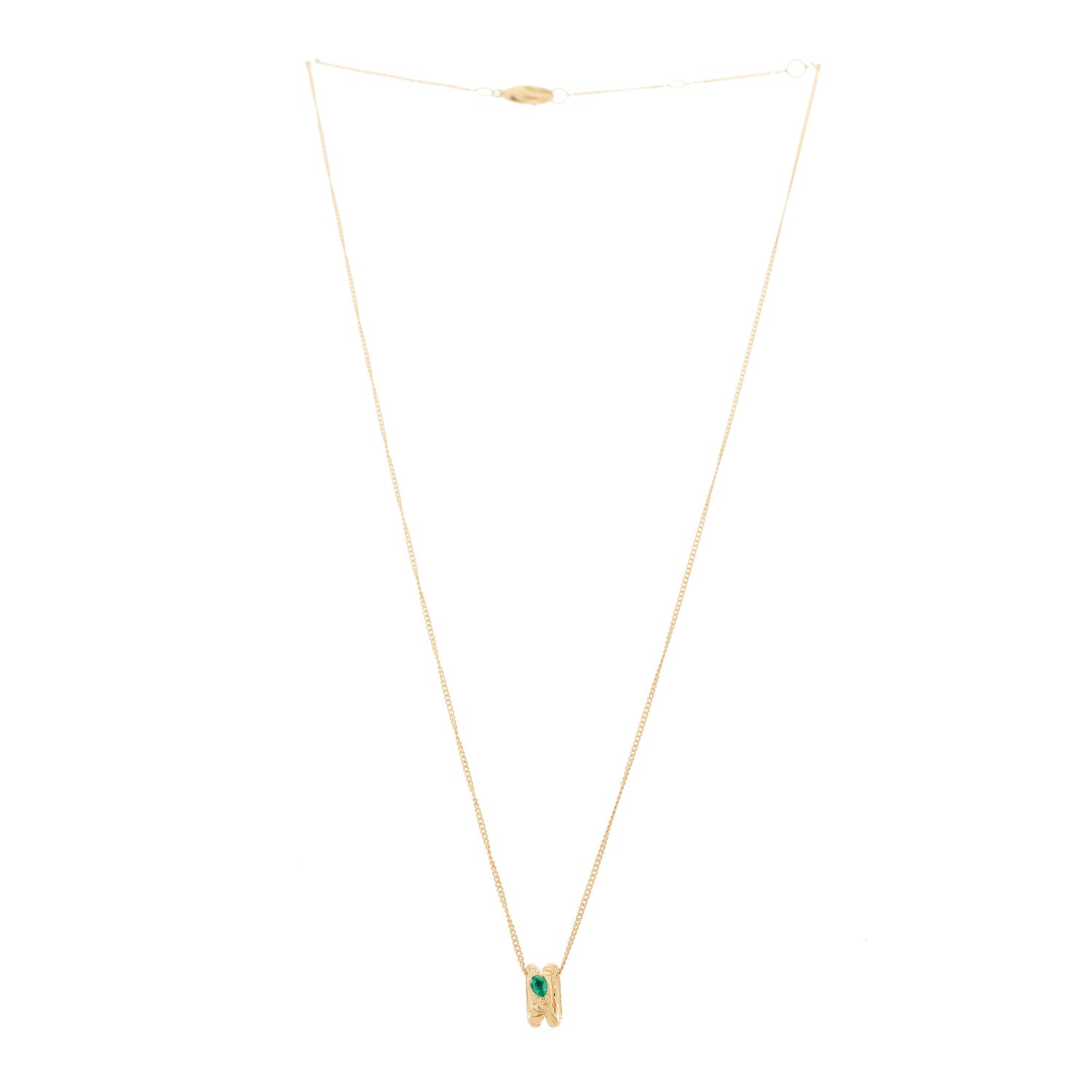 Gucci 18K Yellow Gold Emerald Ouroboros Snake Necklace 3 of 6